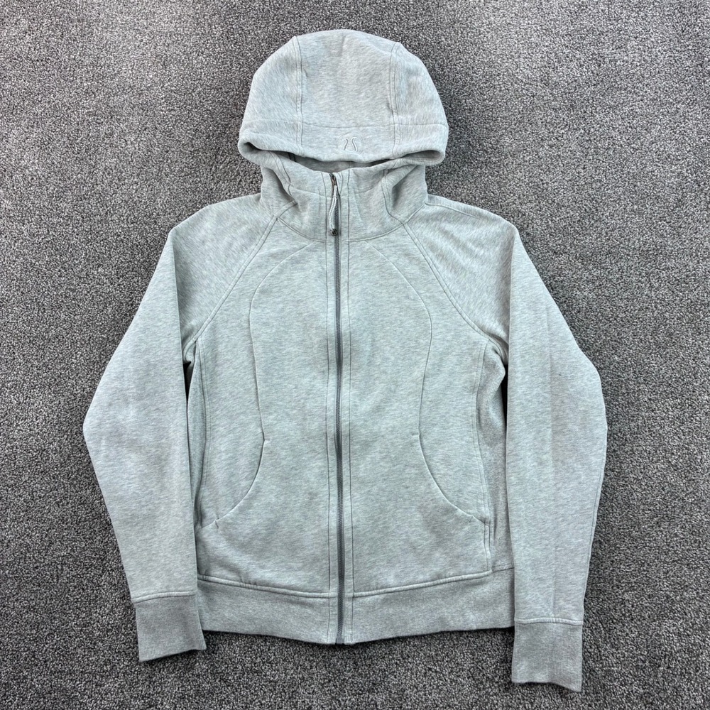 Lululemon Scuba Full Zip Hoodie Women's 10 Grey Fleece Thumbholes LW4AWNS